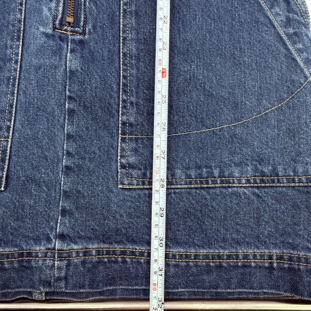 Free People Dream On Denim Mini Dress Size S Blue Utility Zip Front Pockets - Picture 4 of 9